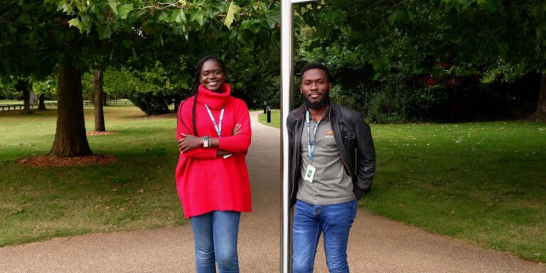 Sonia Barasa and Ibra Lujumba at the Wellcome Genome Campus, UK.